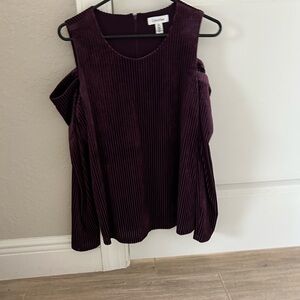 Calvin Klein Women's Plum Corded Cold-Shoulder velvet Top